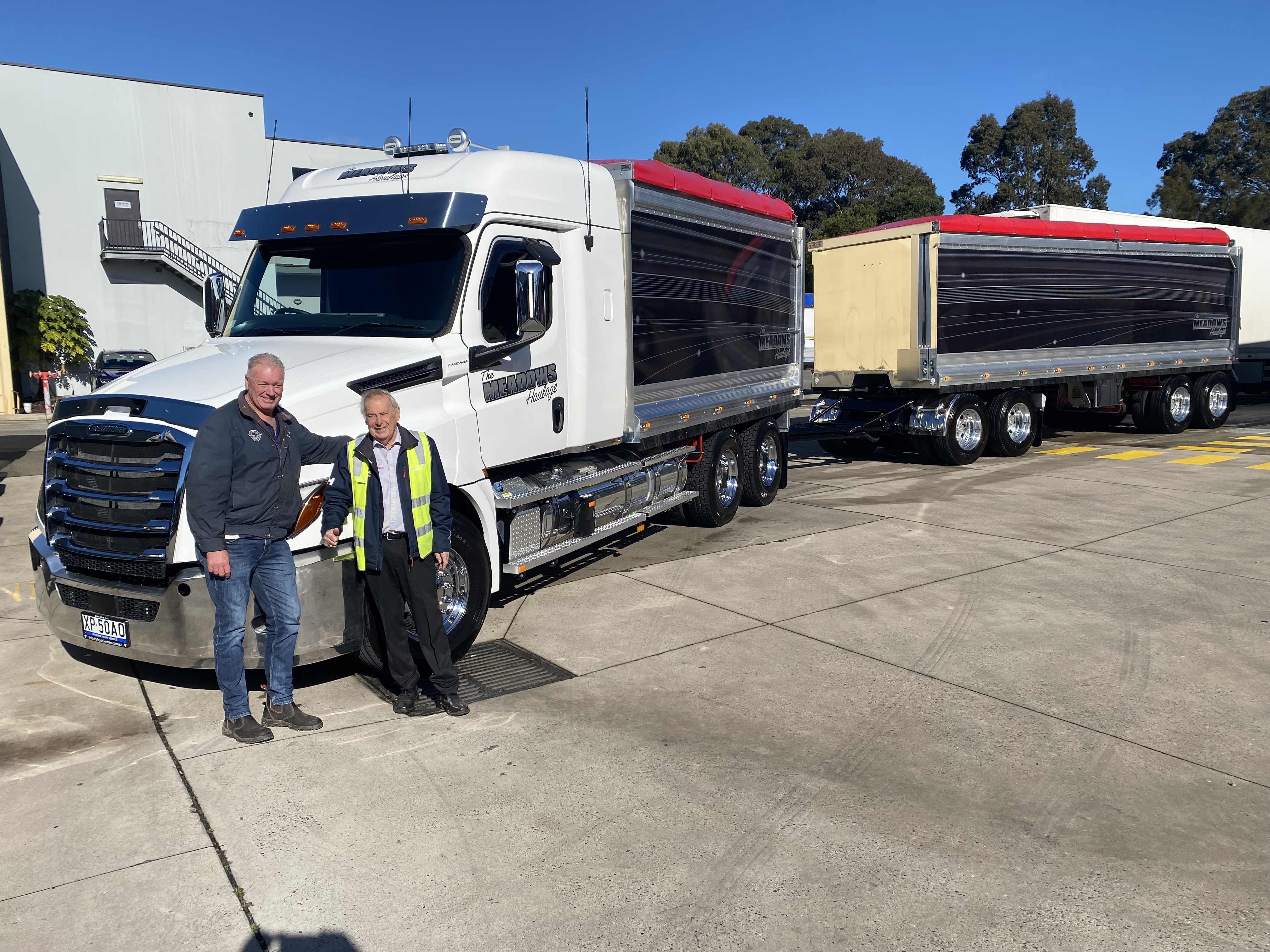 Freightliner Cascadia 126 with a Tefco tipping body and Tefco 4 axle dog trailer.