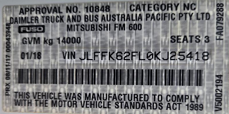 2018 Fuso Fighter 1424 