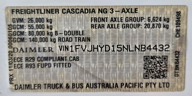 2021 Freightliner Cascadia 126 PRIME MOVER 