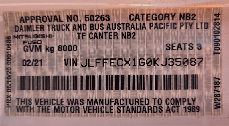 2021 Fuso Canter 918 TRAY TOP 