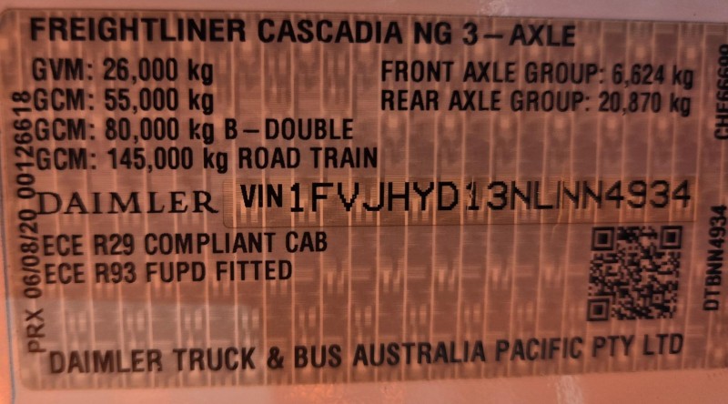 2021 Freightliner Cascadia 116 AS HIGHROOF 6X4 PRIME MOVER 