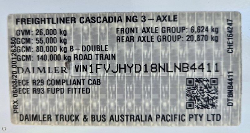 2021 Freightliner Cascadia 126 AS HIGHROOF 6X4 PRIME MOVER 