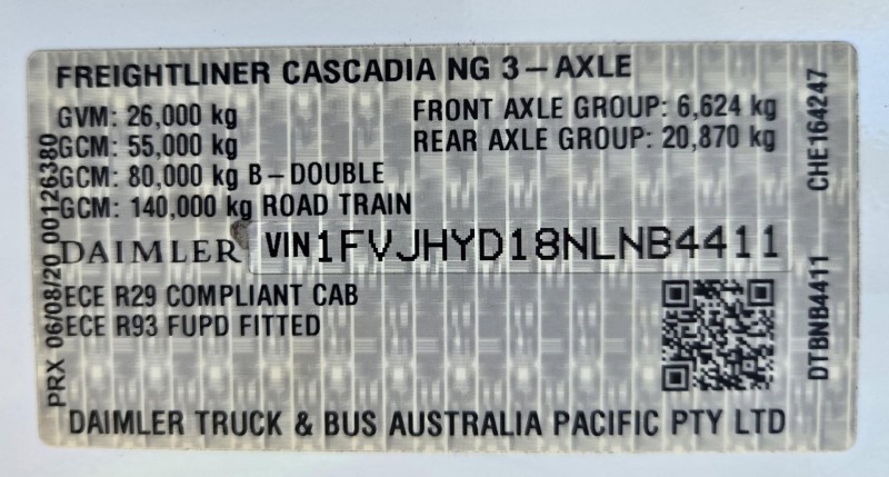 2021 Freightliner Cascadia AS HIGHROOF 6X4 PRIME MOVER 